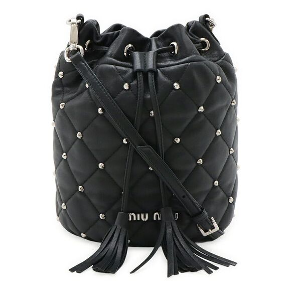 Miu Miu Leather Studded Quilted Shoulder Bag - Picture 1 of 8